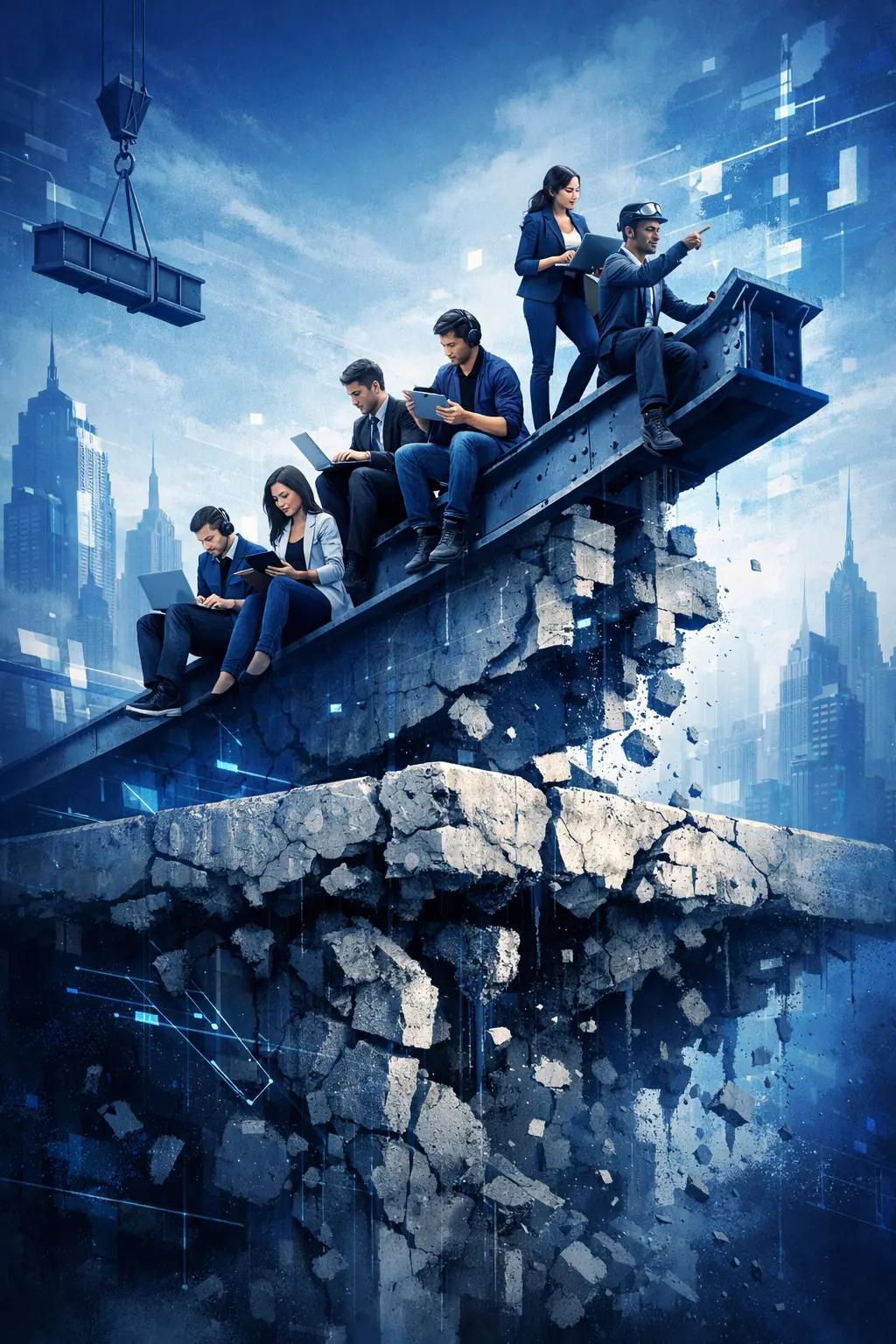 Abstract illustration of a system with two loops labeled production and protection working together around a central content library.