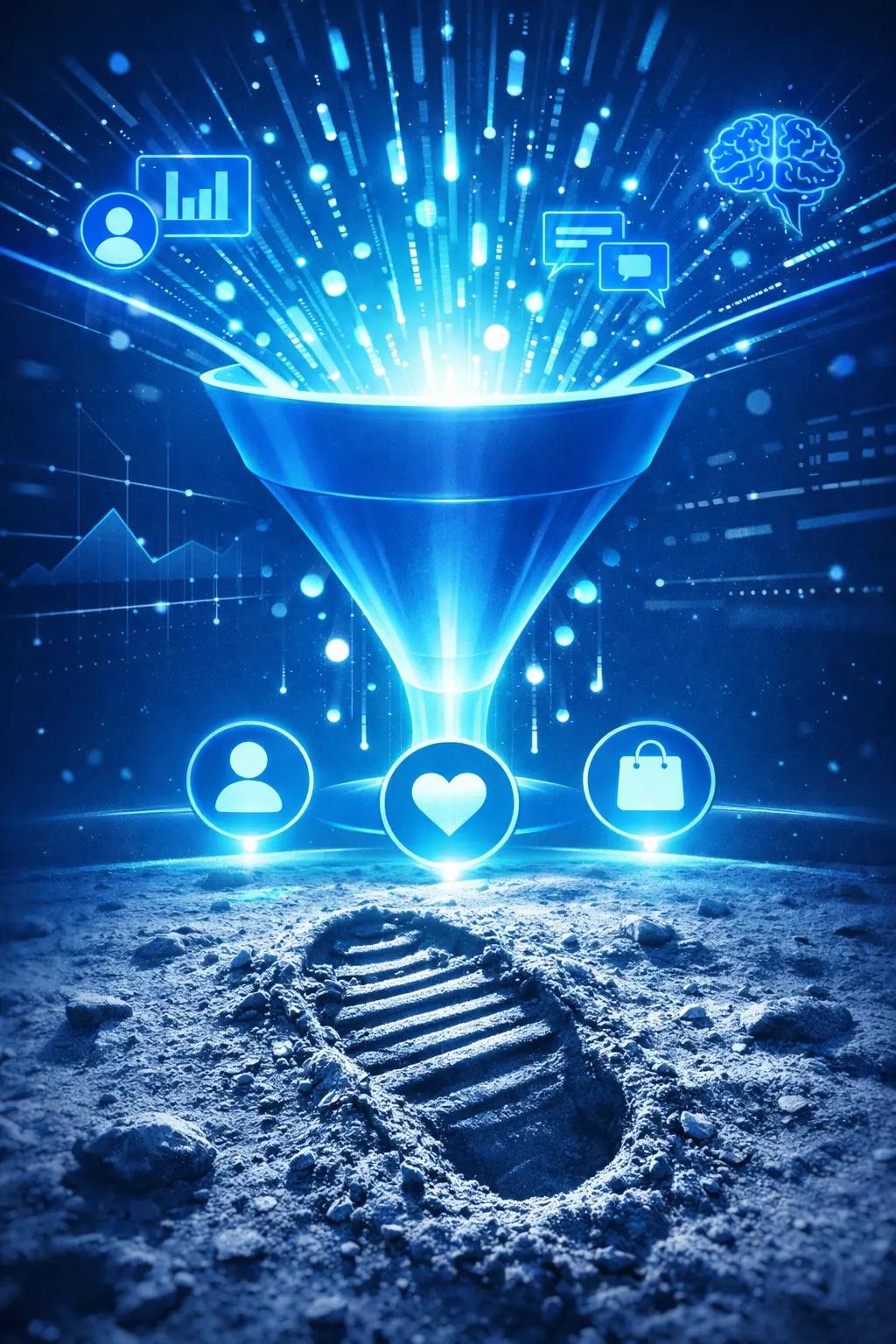 Abstract representation of AI-driven conversion optimization with interconnected analytics and personalization elements